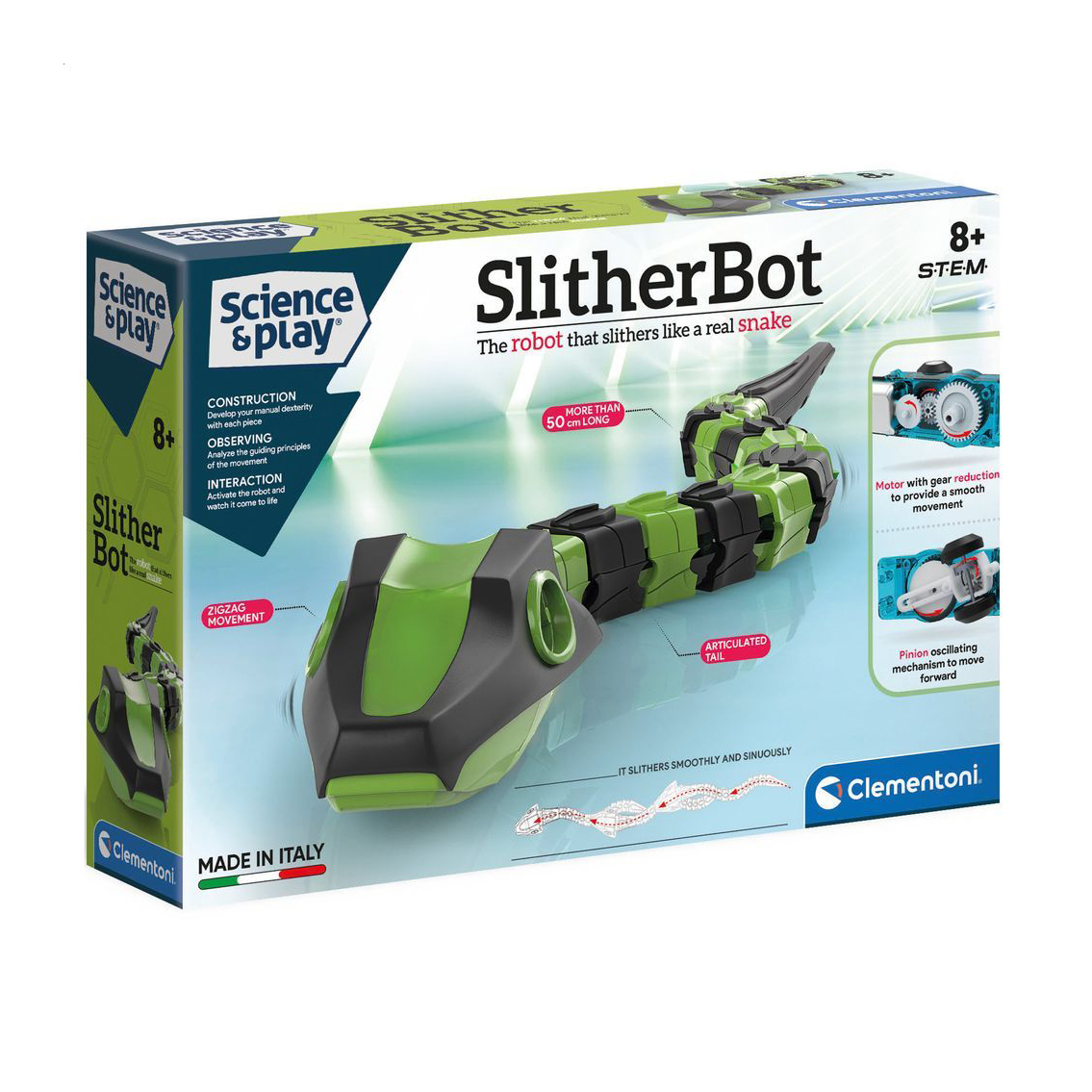 Робот-конструктор Clementoni Science &amp; Play SlitherBot, від 8 років, 27.6*18.8*6 см, 52 деталі (75054)